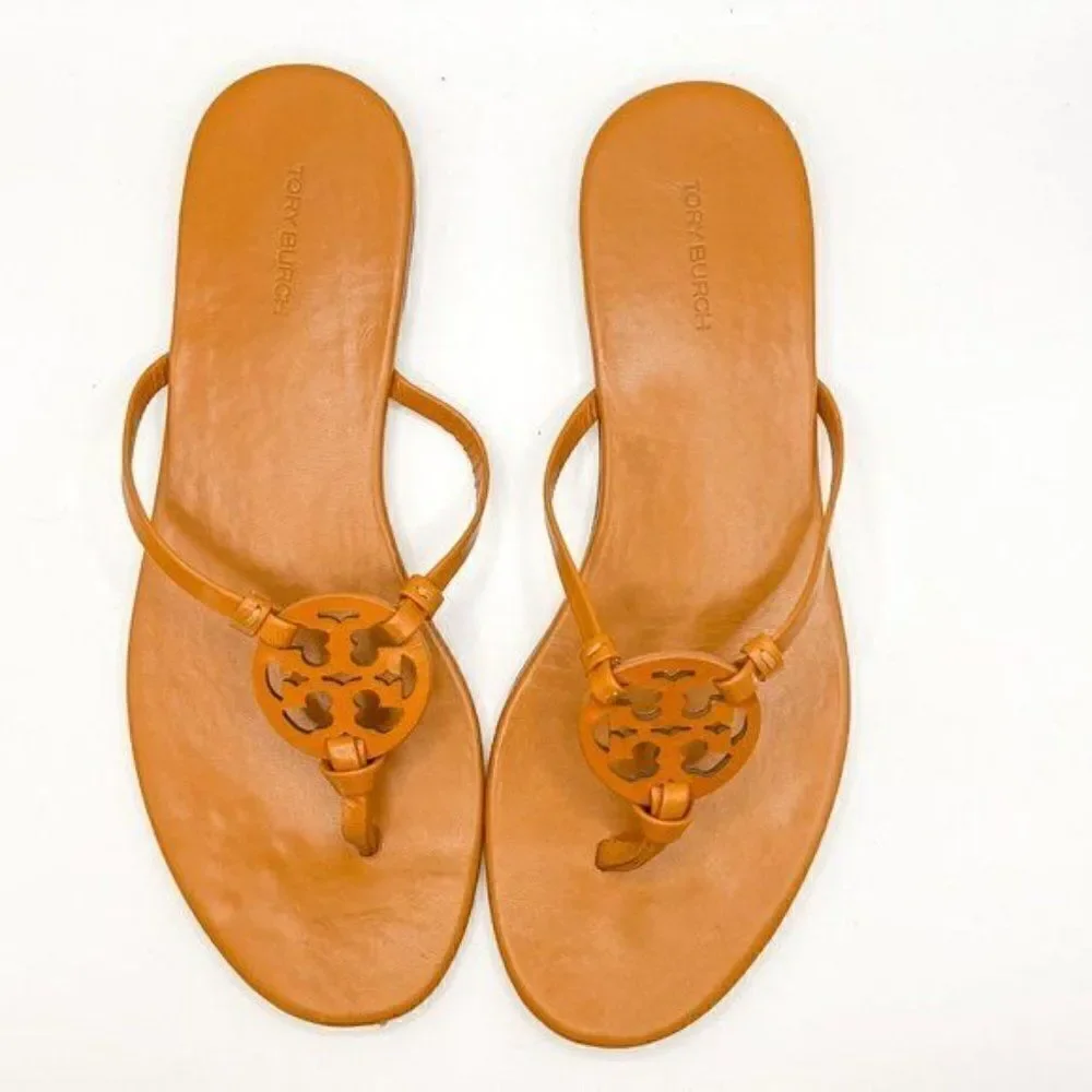 Tory Burch Aged Camello Miller Knotted Leather Sandal, Size 8.5 - Picture 2 of 4